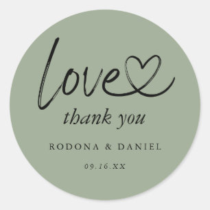 Moderne Minimalistische Dankjewelings Sage Groene Ronde Sticker