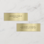 Moderne, minimalistische design Gold Plain Luxury Mini Visitekaartje (Voorkant / Achterkant)