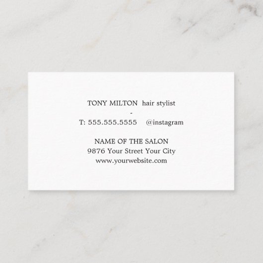 Moderne minimalistische donkergrijze schaar Haarst Visitekaartje (Achterkant)