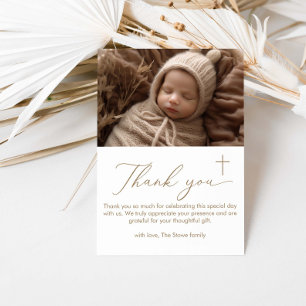 Moderne minimalistische doop foto dank u kaart