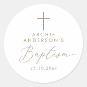 Moderne minimalistische doop ronde sticker (Voorkant)