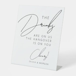 Moderne minimalistische Drinken voor Funny Wedding Reclamebord Met Voetstuk