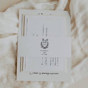 Moderne Minimalistische Duiven Elegante Scriptie B Uitnodigingen Wikkel
