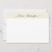 Moderne minimalistische Ecru White Script aangepas Bedankkaart (Voorkant)