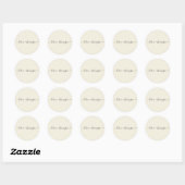 Moderne minimalistische Ecru White Script aangepas Ronde Sticker (Vel)