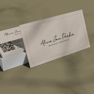 Moderne minimalistische eenvoudige beige therapeut visitekaartje