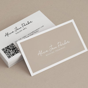 Moderne minimalistische eenvoudige beige witte the visitekaartje