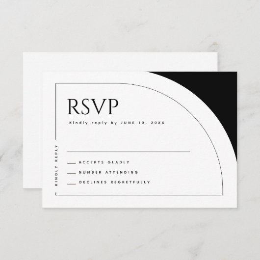 Moderne Minimalistische Eenvoudige Bold Arch Clean RSVP Kaartje (Voorkant / Achterkant)
