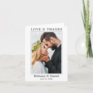 Moderne minimalistische eenvoudige bruiloft liefde bedankkaart