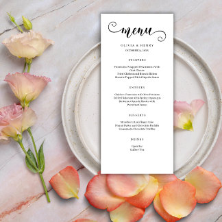 Moderne minimalistische eenvoudige bruiloft menu