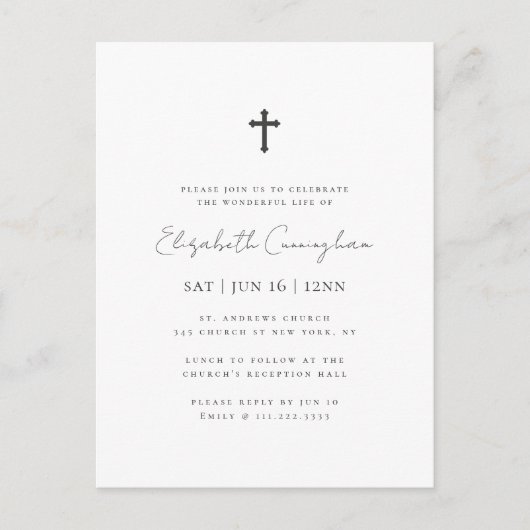 Moderne Minimalistische Eenvoudige Kruis Herdenkin Briefkaart (Voorkant)