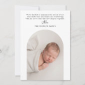 Moderne Minimalistische Eenvoudige Ovale Foto Baby Aankondiging (Achterkant)