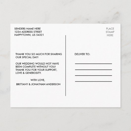 Moderne Minimalistische Eenvoudige Trouwdag Allerb Briefkaart (Achterkant)