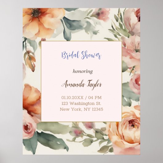 Moderne minimalistische effen bloemen poster (Voorkant)