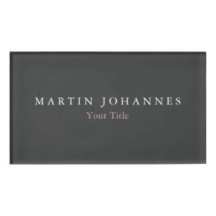 Moderne minimalistische effen elegante grijs naambadge