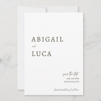 Moderne Minimalistische Elegante Calligrafie Save  Kaart