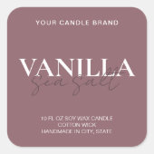 Moderne Minimalistische Elegante Kaarslabel Vierkante Sticker (Voorkant)