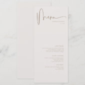 Moderne minimalistische elegante klassieke bruilof menu (Voorkant / Achterkant)