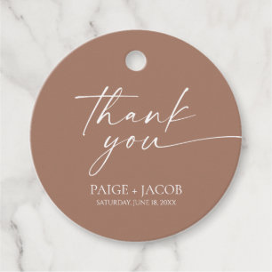 Moderne minimalistische elegante Mocha Mousse brui Bedankjes Labels