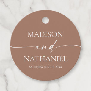 Moderne minimalistische elegante Mocha Mousse brui Bedankjes Labels