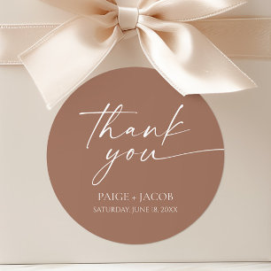 Moderne minimalistische elegante Mocha Mousse brui Ronde Sticker