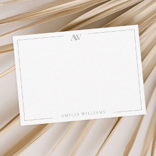 Moderne minimalistische elegante monogram notitiekaartje