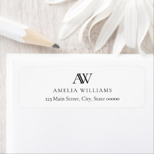 Moderne Minimalistische Elegante Monogram Terugkee Etiket