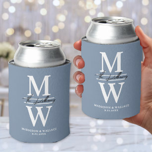 Moderne Minimalistische Elegante Monogramme Trouw Blikjeskoeler