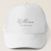 Moderne minimalistische Elegante Monogramnaam Trucker Pet (Voorkant)