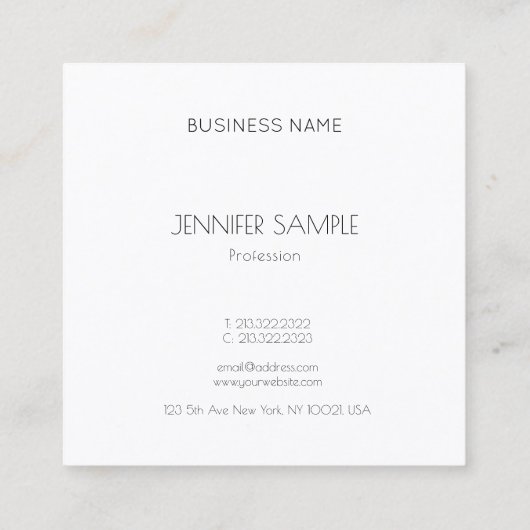 Moderne, minimalistische elegante ontwerpluxe Sjab Vierkante Visitekaartje (Achterkant)