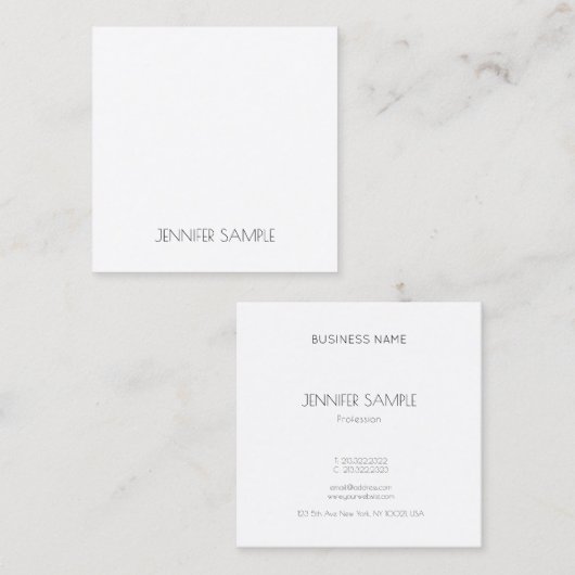 Moderne, minimalistische elegante ontwerpluxe Sjab Vierkante Visitekaartje (Voorkant / Achterkant)