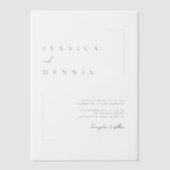 Moderne minimalistische elegante script bruiloft vellum uitnodigingen (Voorkant)