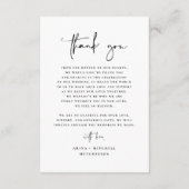 Moderne minimalistische elegante script foto bruil bedankkaart (Achterkant)