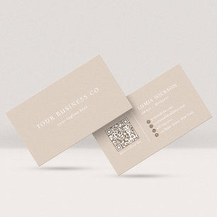 Moderne Minimalistische Elegante Taupe QR-code Visitekaartje
