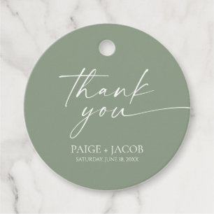 Moderne minimalistische elegante wijze groene brui bedankjes labels
