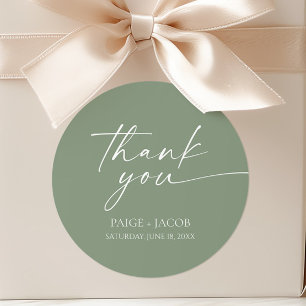 Moderne minimalistische elegante wijze groene brui ronde sticker