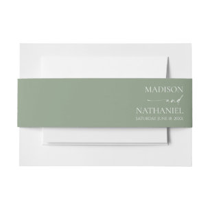 Moderne minimalistische elegante wijze groene brui uitnodigingen wikkel