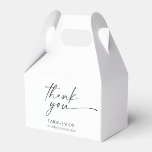 Moderne minimalistische elegante witte zwarte brui bedankdoosjes