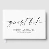 Moderne minimalistische elegante witte zwarte brui gastenboek (Voorkant)