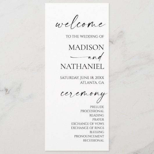 Moderne minimalistische elegante witte zwarte brui programma (Voorkant)