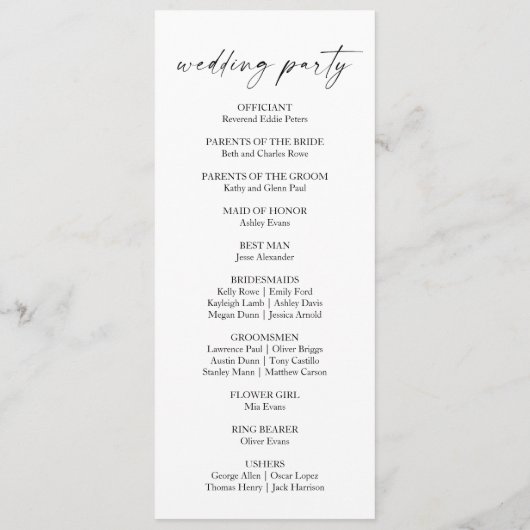 Moderne minimalistische elegante witte zwarte brui programma (Achterkant)