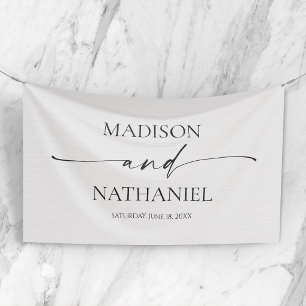 Moderne Minimalistische Elegante Witte Zwarte Brui Spandoek