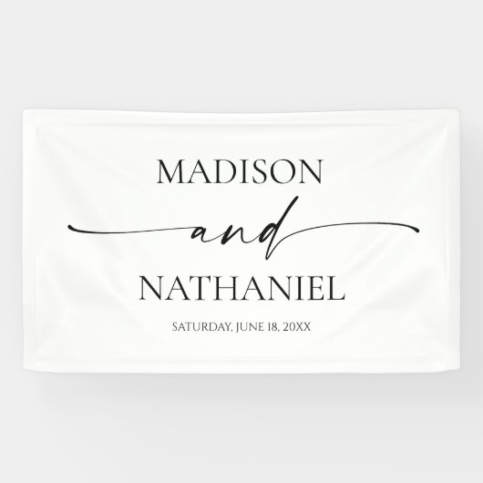 Moderne minimalistische elegante witte zwarte brui spandoek (Horizontaal)