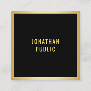 Moderne minimalistische elegante zwart-gouden Sjab Vierkante Visitekaartje