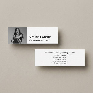 Moderne Minimalistische Elegante Zwart-Wit Fotogra Mini Visitekaartje
