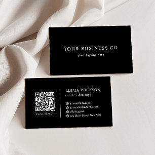 Moderne minimalistische elegante zwart-wit QR-code Visitekaartje