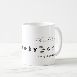 Moderne Minimalistische Elegante Zwarte Witte Kers Koffiemok