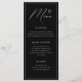 Moderne minimalistische en chique zwart-wit bruilo menu (Voorkant)
