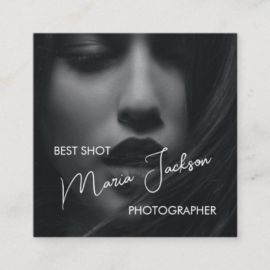 Moderne minimalistische en eenvoudige fotografen vierkante visitekaartje (Voorkant)