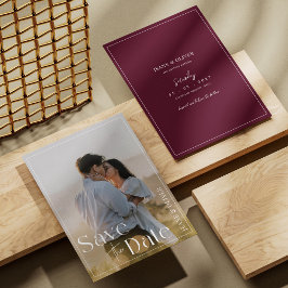 Moderne Minimalistische en Elegante Bourgondische Save The Date